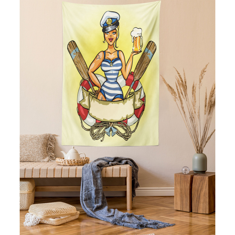 Sailor Blonde in Lifebuoy Tapestry