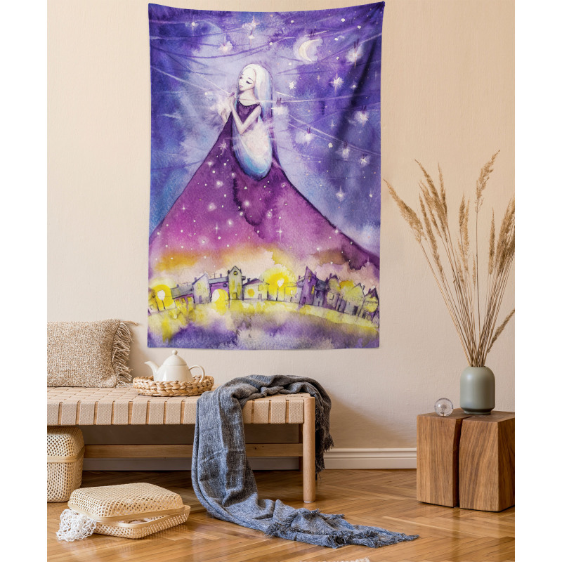 Night Stars Angel in Sky Tapestry