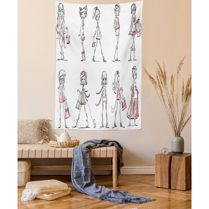 Cartoon Fashion Ladies Tapestry
