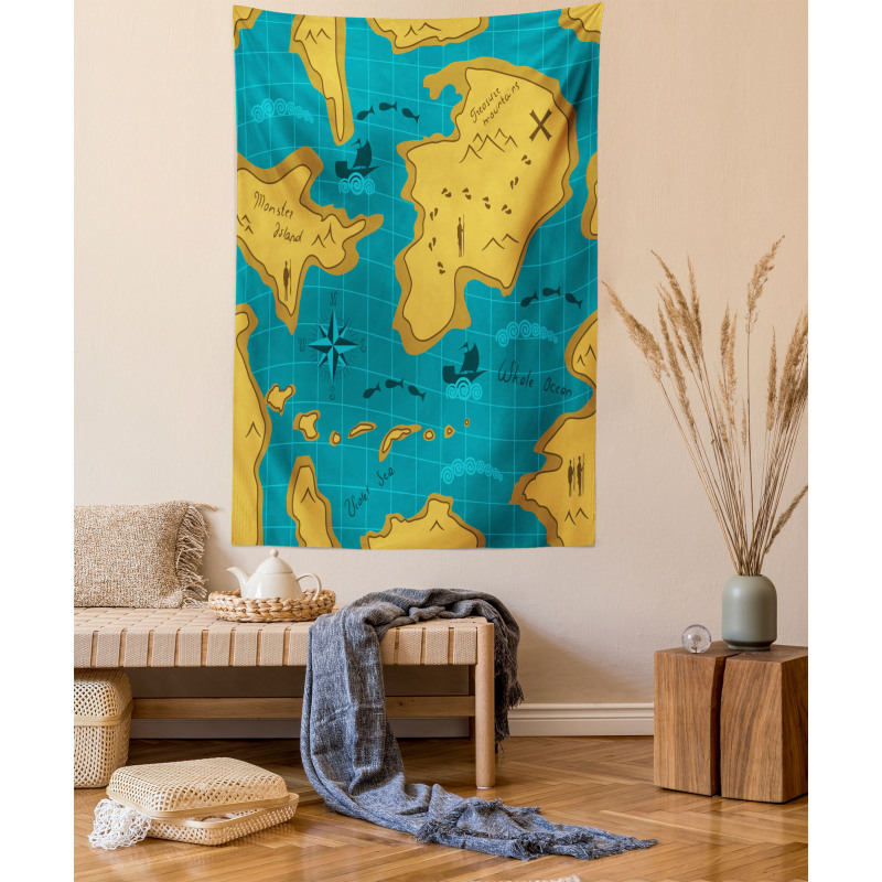 Cartoon Adventure Boats Tapestry