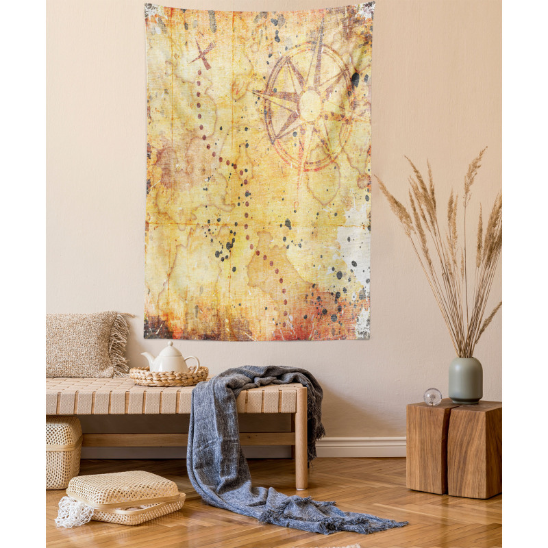 Antique Grunge Rusty Map Tapestry