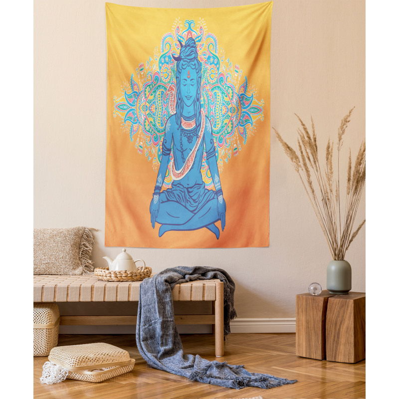 Asian Meditation Ancient Motif Tapestry