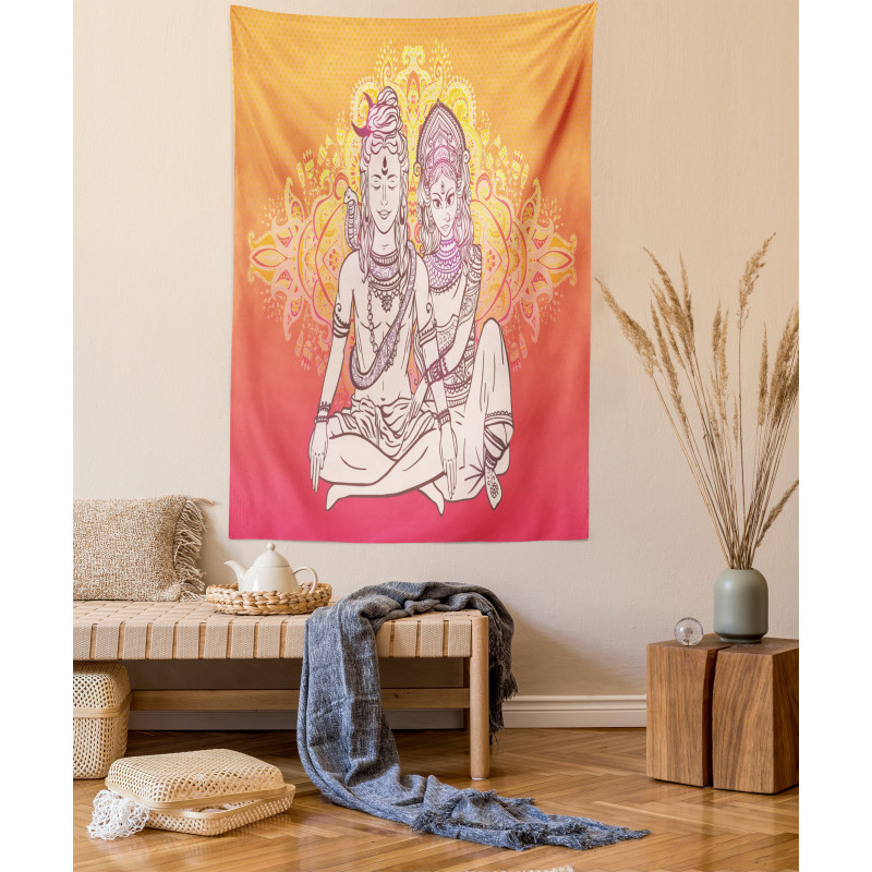 Asian Oriental Artful Motif Tapestry