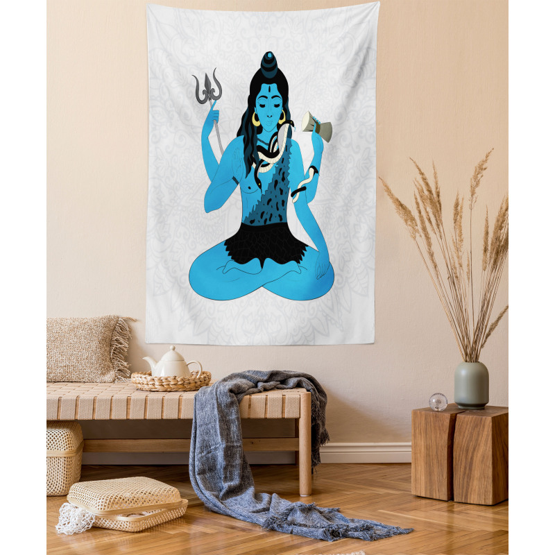 Mystic Figure in Yoga Pose Tapestry