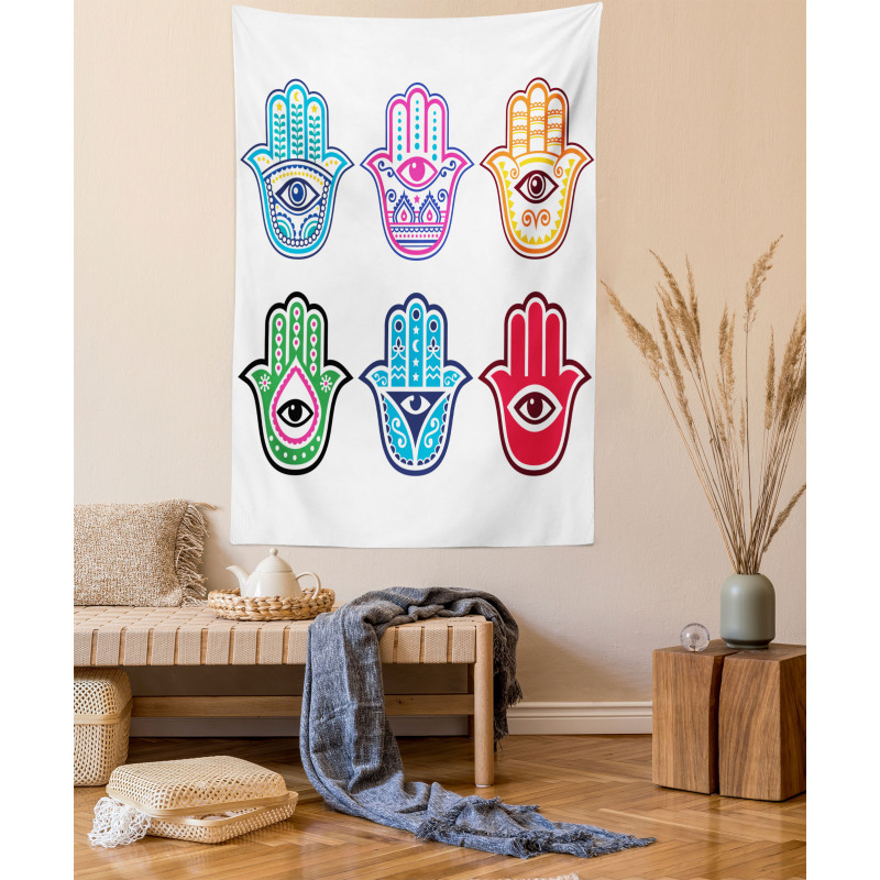 Colorful Hand Third Eye Tapestry