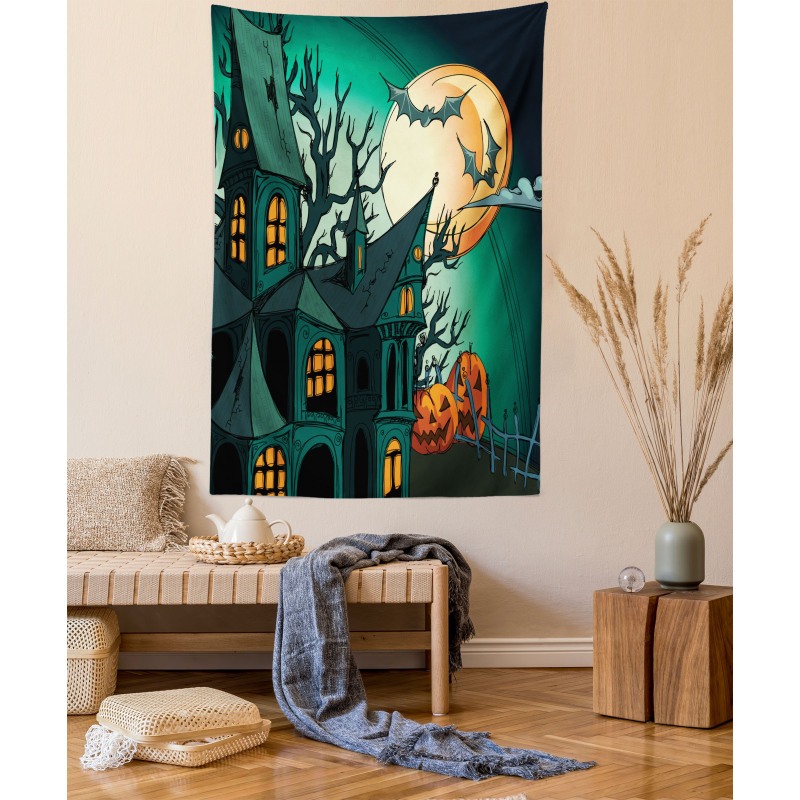 Halloween Haunted Castle Tapestry