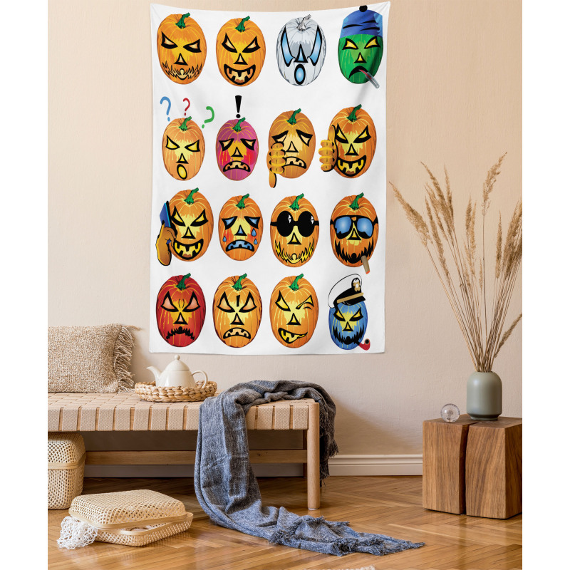 Pumpkin Emoji Tapestry