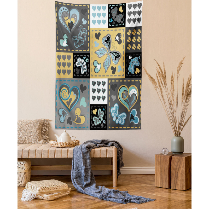 Butterfly Heart Retro Tapestry