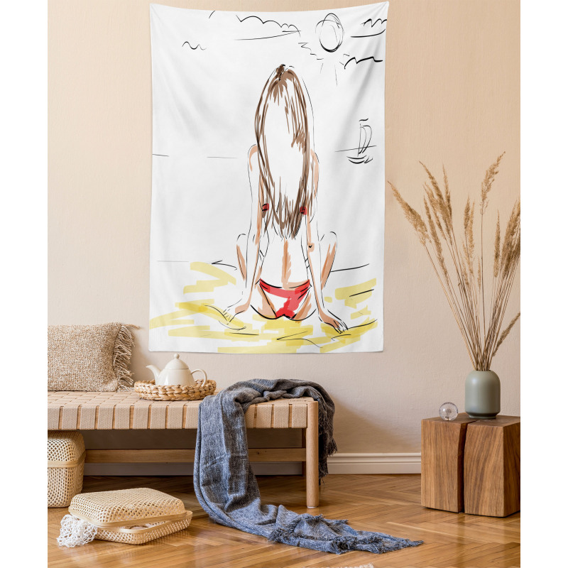 Sketch Beach Summer Tapestry