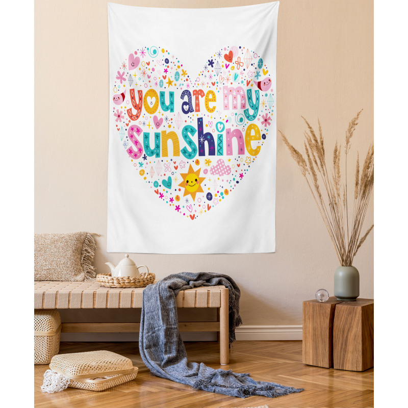 Words with Heart Shapes Tapestry