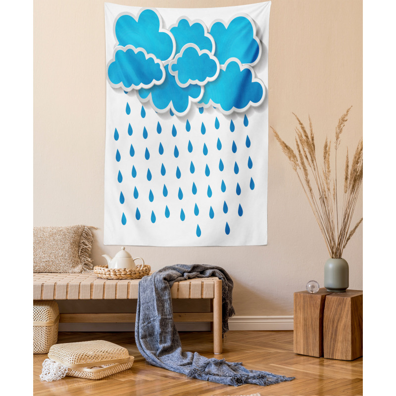 Puffy Clouds Rainy Day Tapestry