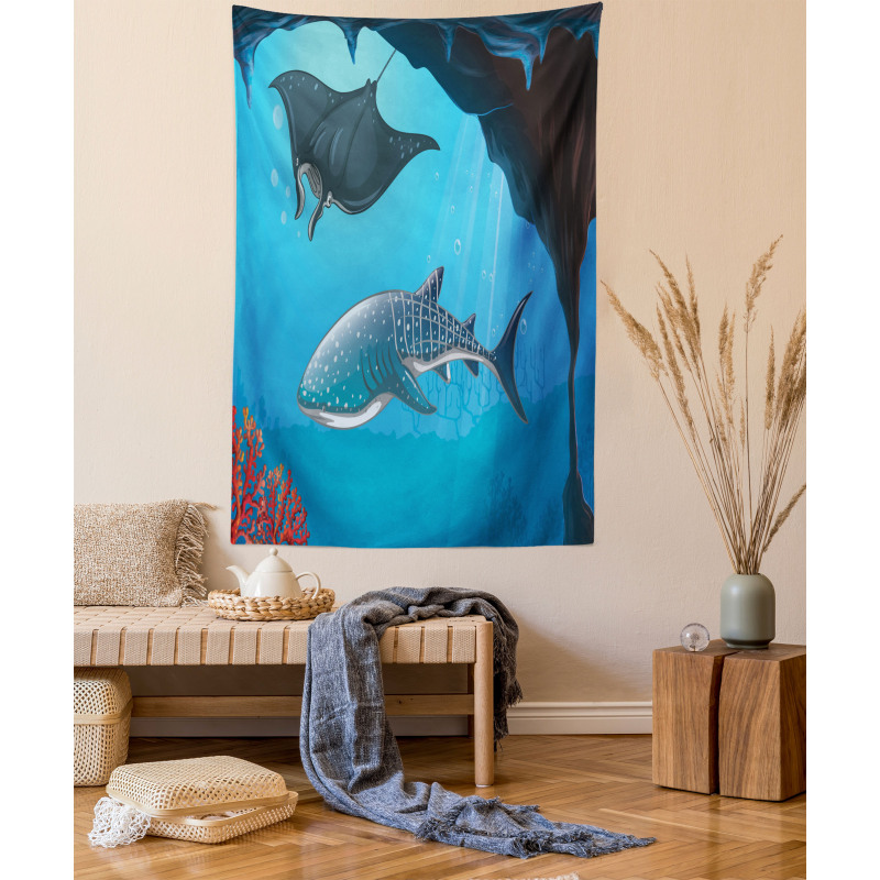 Swimming Shark Ocean Tapestry