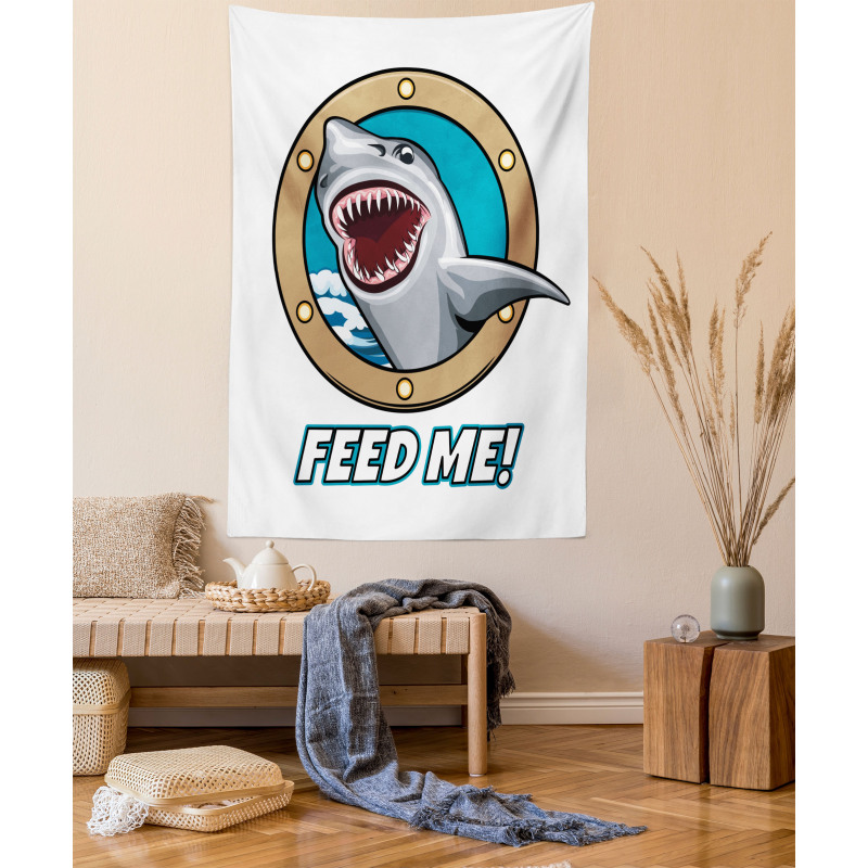 Feed Me Words Shark Tapestry