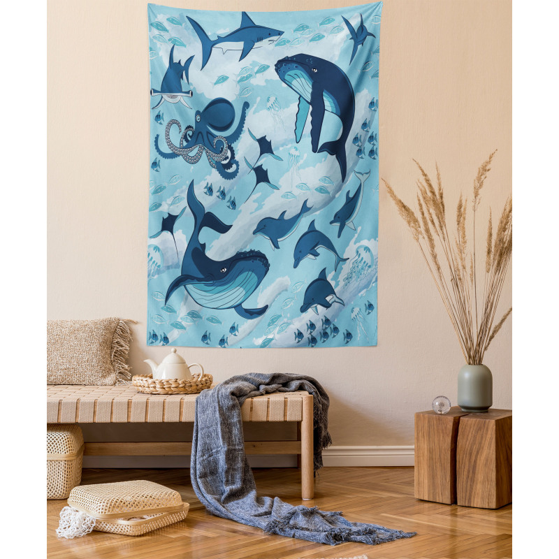 Dolphins Octopus Starfish Tapestry