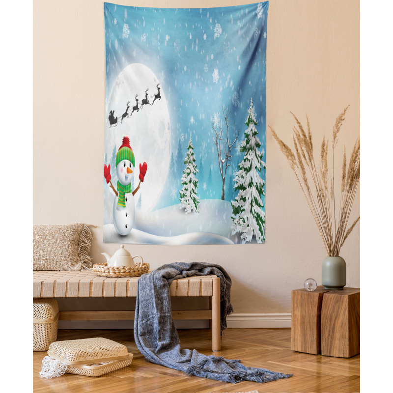 Jolly Snowman Santa Tapestry