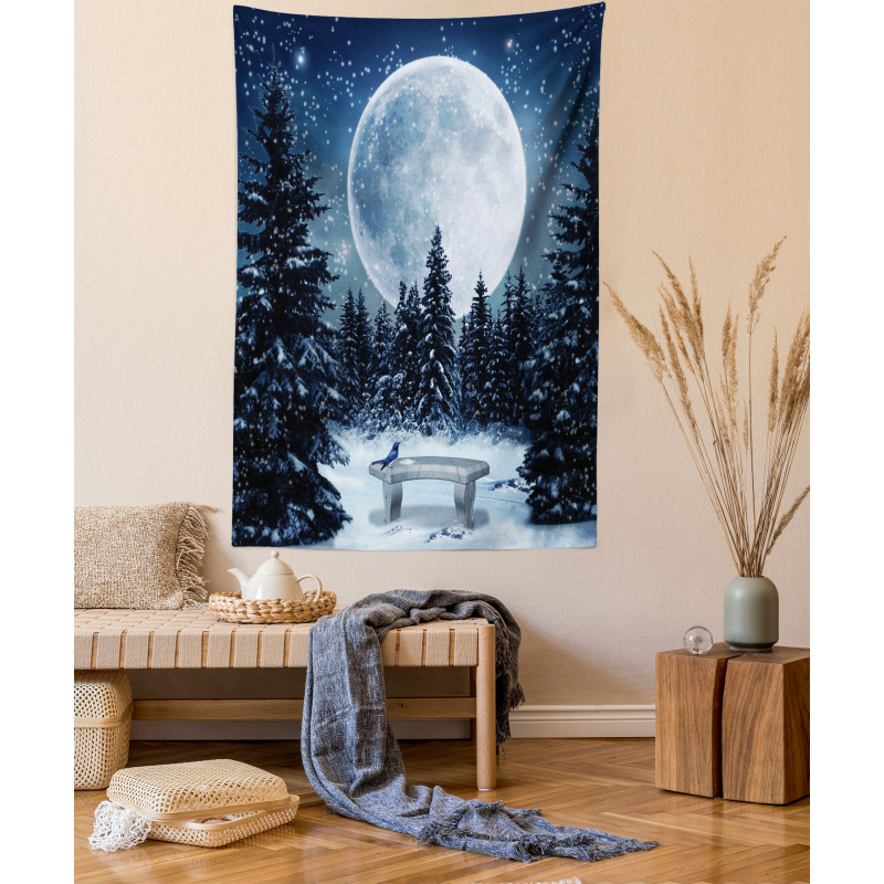 Moonlight Forest Bird Tapestry