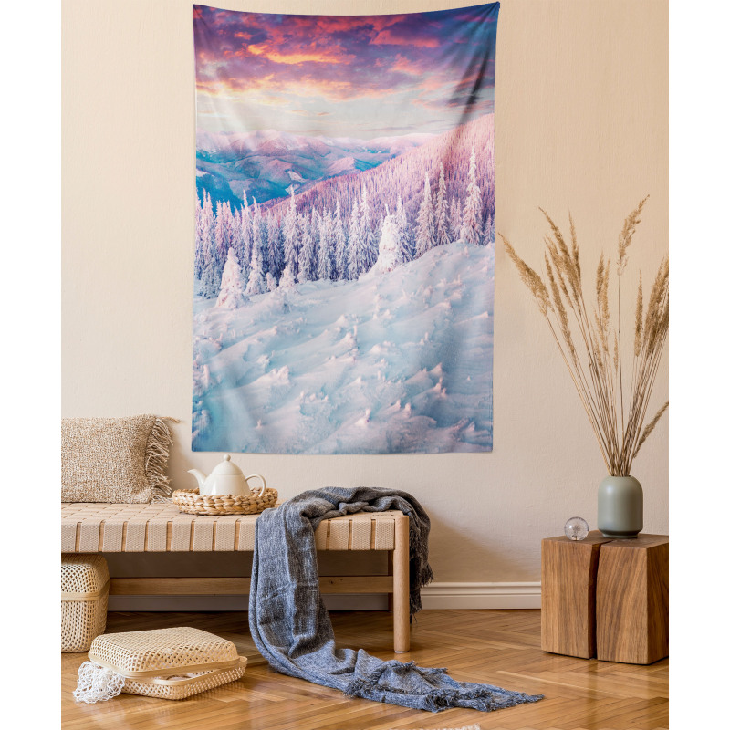 European Snowy Mountain Tapestry