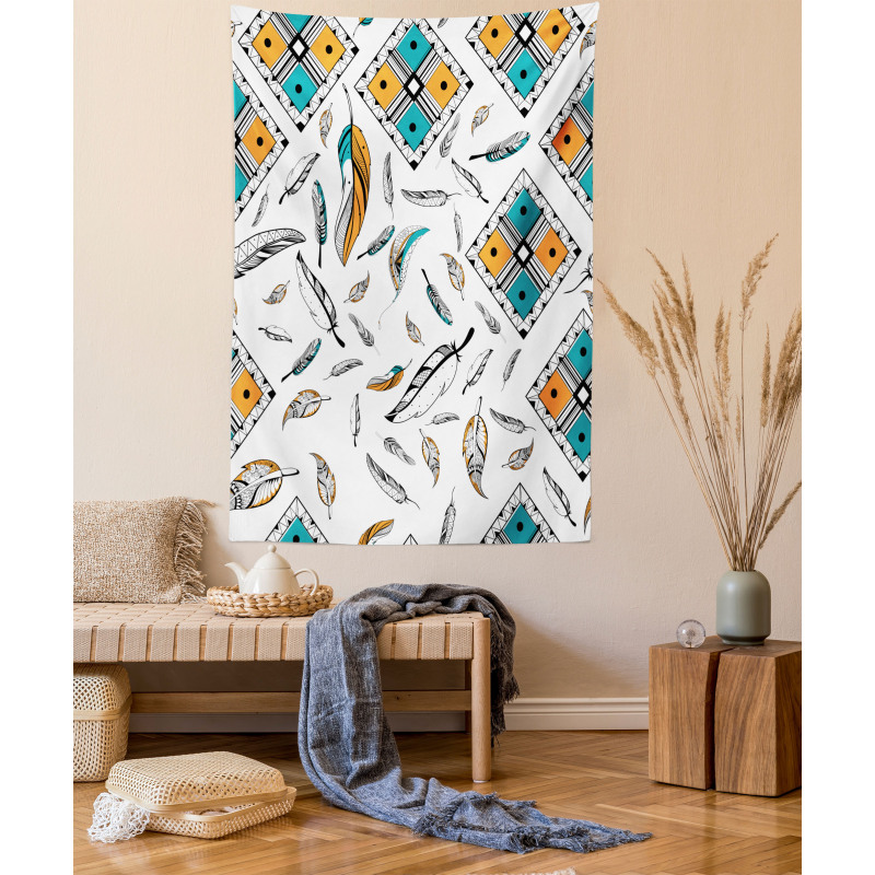 Tribal Bohemian Feather Tapestry