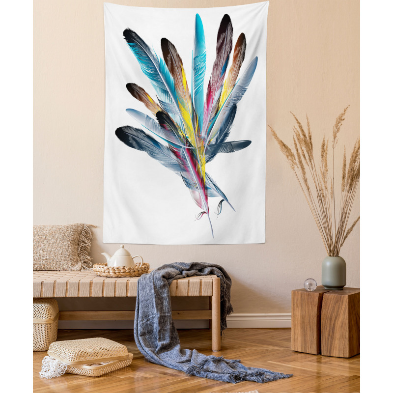 Colorful Feathers Old Pen Tapestry