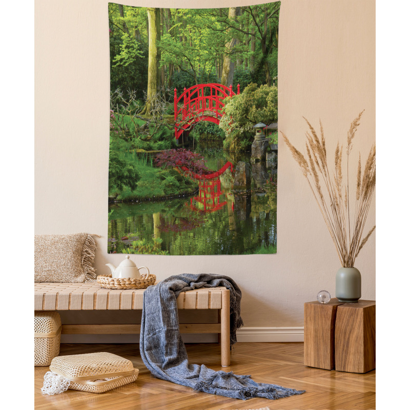 Chinese Bridge in a Forest Tapestry