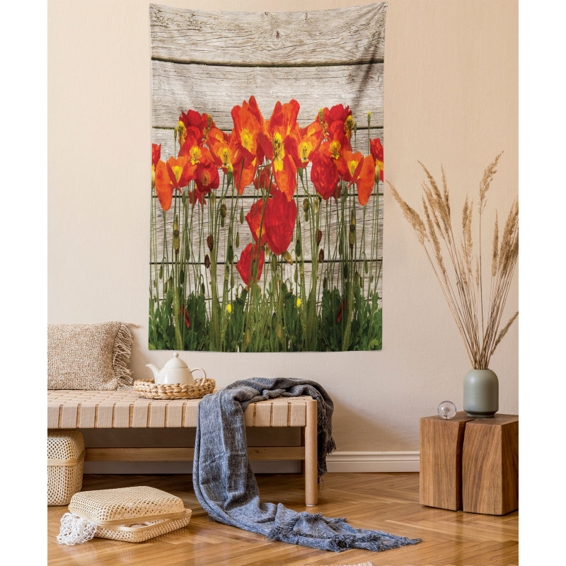 Blooming Poppy Flowers Tapestry