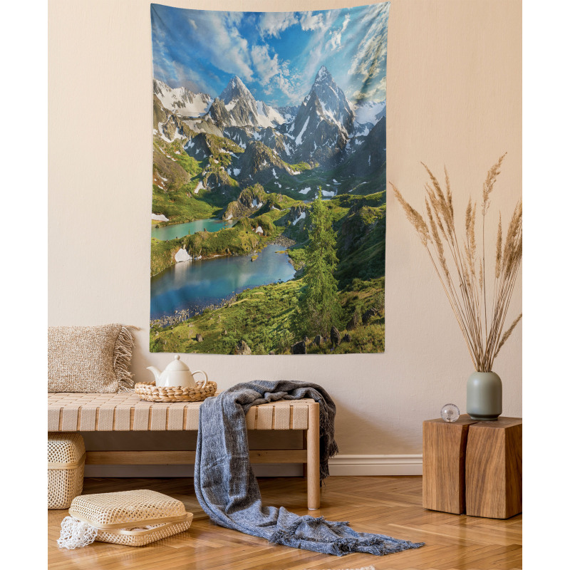 Snowy Mountain Lake Tapestry