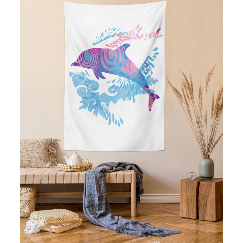 Cartoon Jumping Dolphin Tapestry