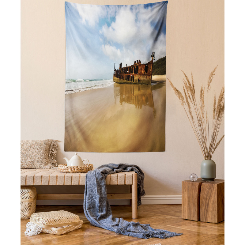 Antique Rusty Ship Wreck Tapestry