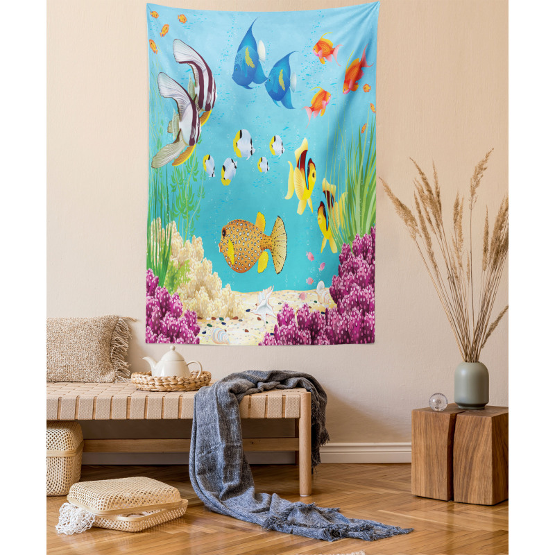 Cartoon Underwater Theme Tapestry