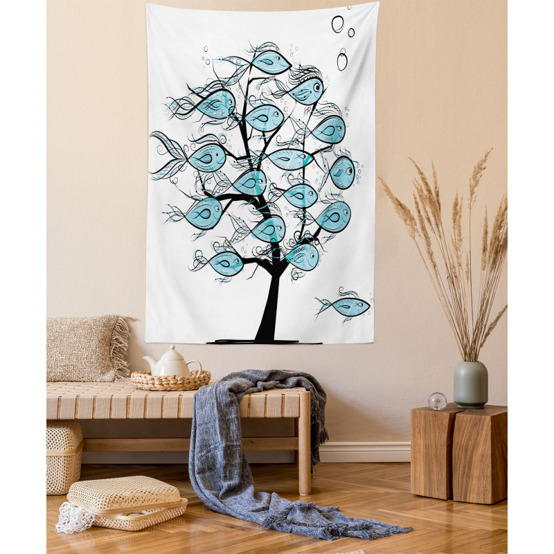 Sea Animals on Tree Theme Tapestry