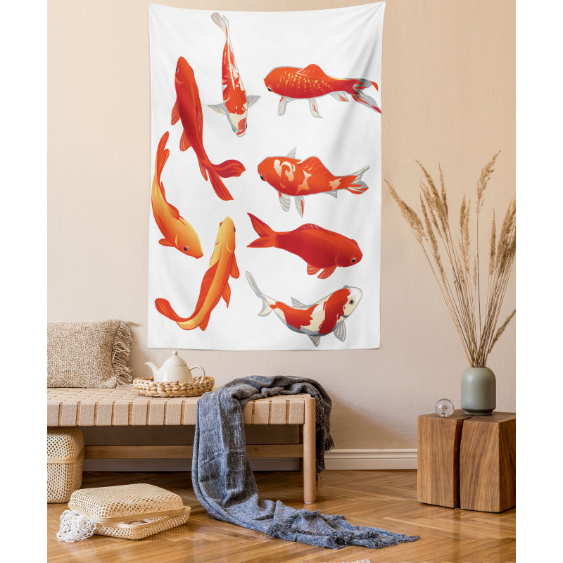 Koi Shoal Chinese Animal Tapestry