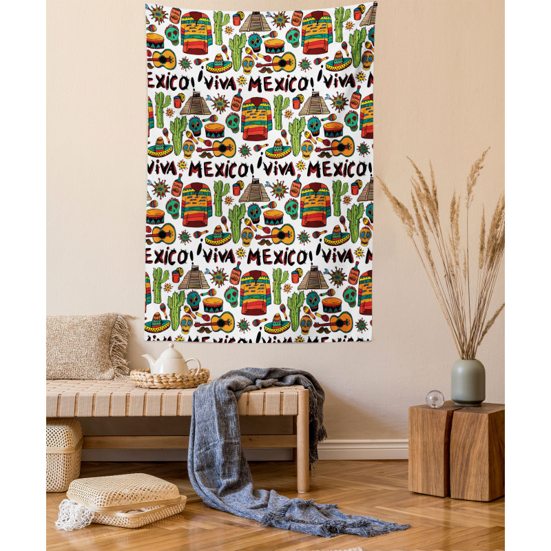 Cartoon Cactus Salsa Tapestry