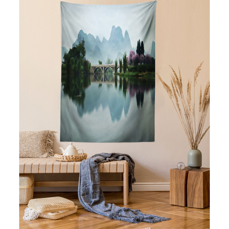 Japanese Lake View Tapestry