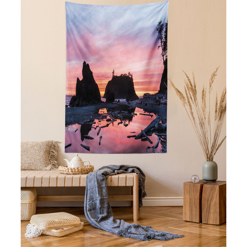 Mystic Beach Skyline Tapestry