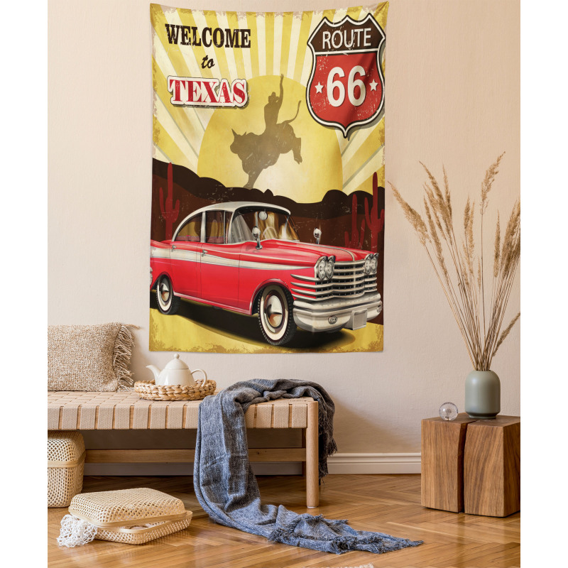 Texas Car Cowboy Words Tapestry