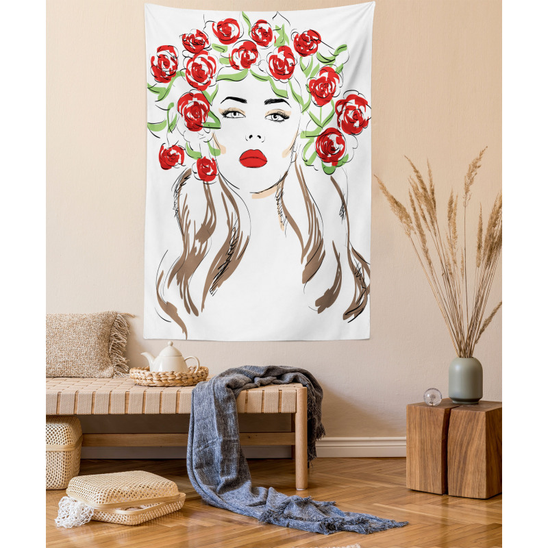 Lady with Floral Ornament Tapestry