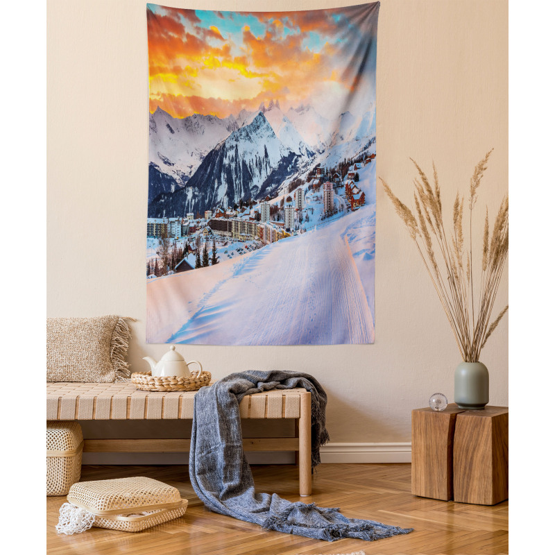Winter Season Mountain Tapestry