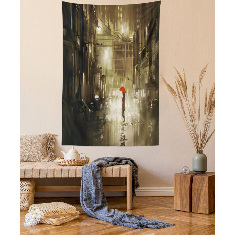 Romantic View Rainy Day Tapestry