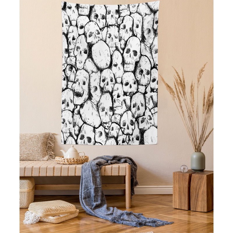 Grungy Skulls Halloween Tapestry