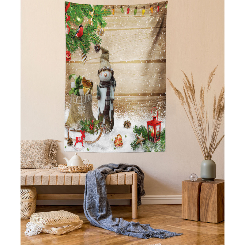 Snowman in the Garden Tapestry