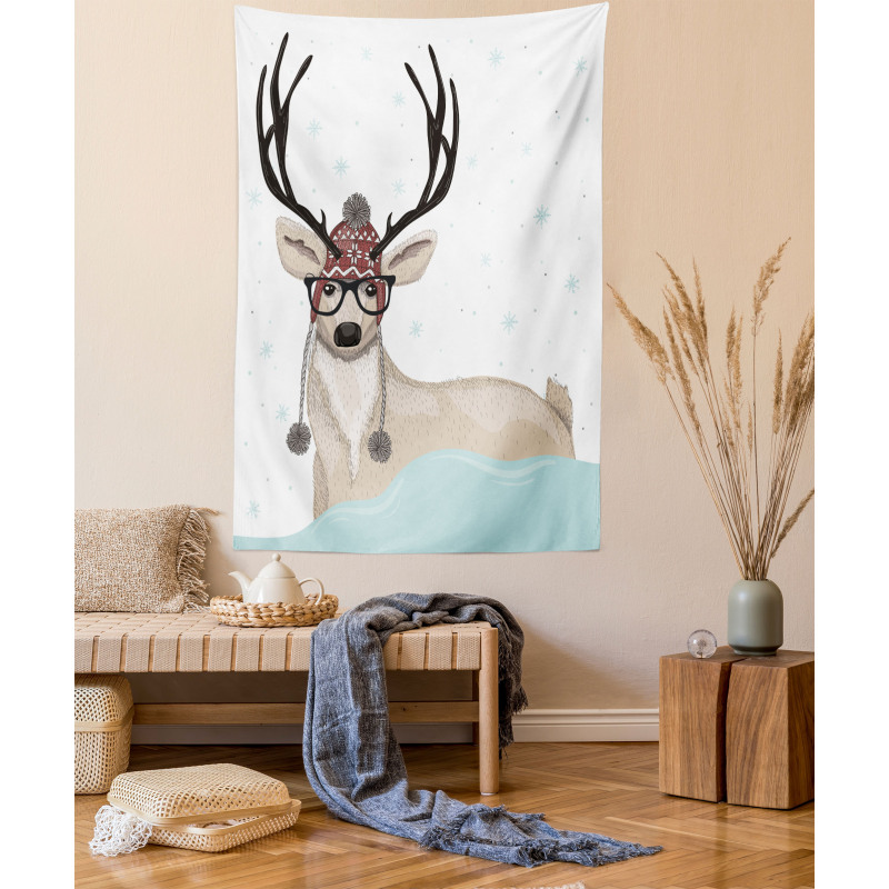 Hipster Deer with Glasses Tapestry