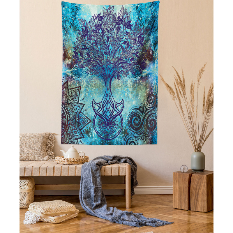 Mandala Trees Tapestry