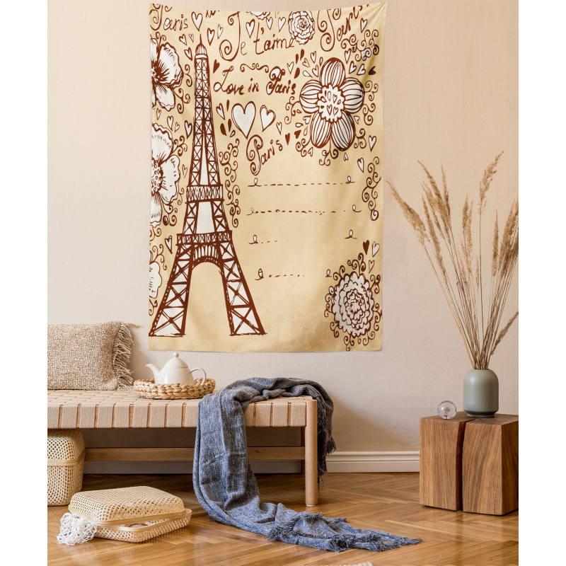 Love in Paris Flowers Tapestry