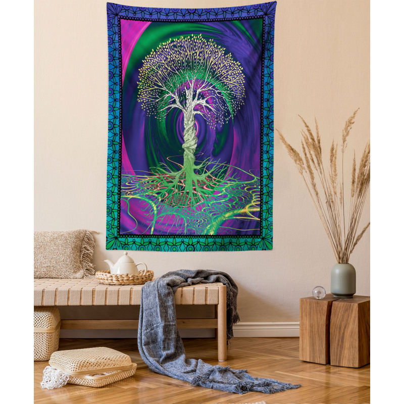 Digital Psychedelic Art Tapestry