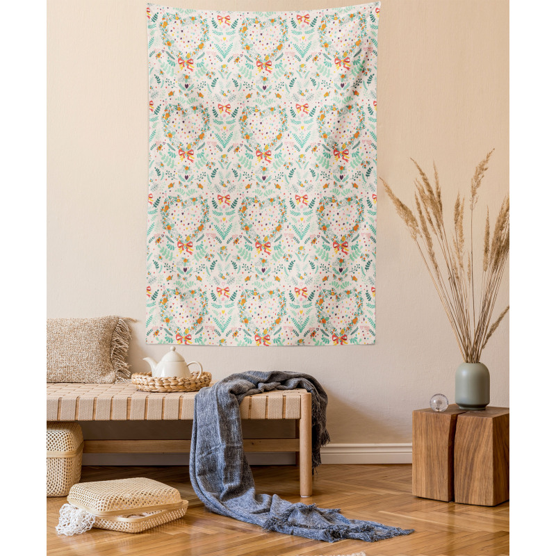 Vintage Hearts Ribbons Tapestry