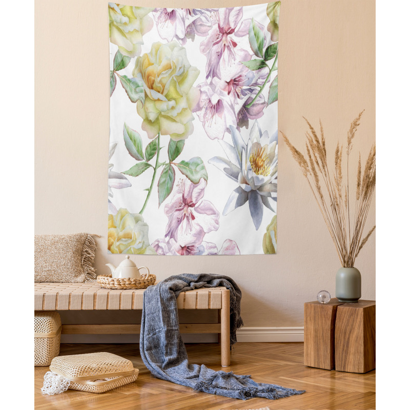 Rose Petals Sakura Lily Tapestry