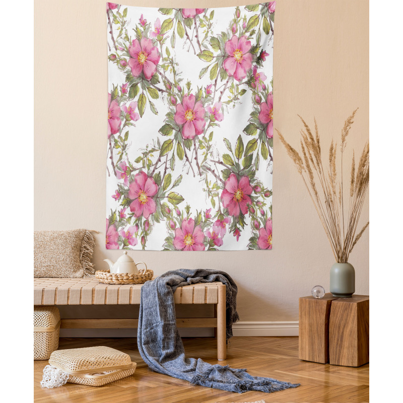 Dog Rose Garden Floral Tapestry