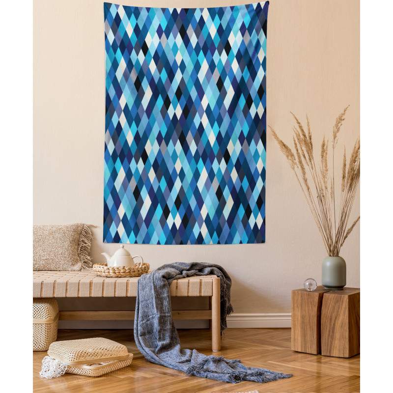 Blue Toned Hexagons Tapestry