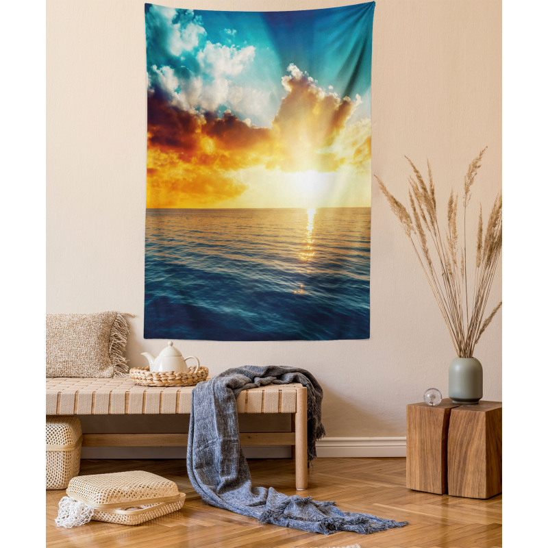 Majestic Sunset over Sea Tapestry