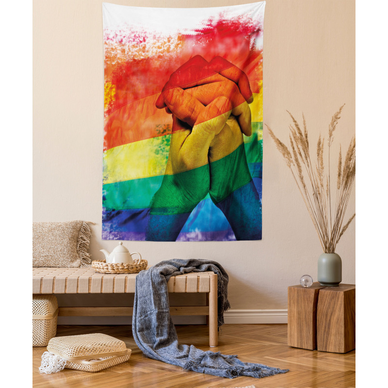 Gay Couple Holding Hands Tapestry